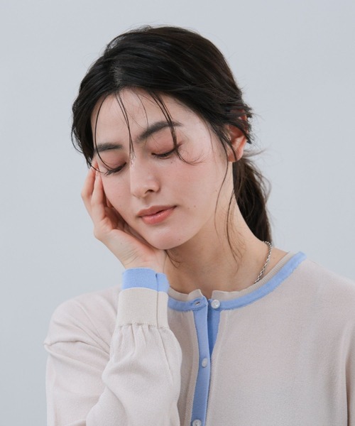 LAKOLE（ラコレ）の「14ゲージレイヤード風クルーカーディガン / 659891（カーディガン/ボレロ・レディース・オフホワイト/ベージュ/グレー/ホワイト・FREE）」の19枚目の写真