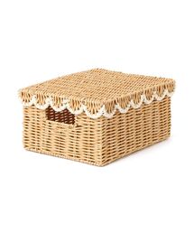 Francfranc（フランフラン）の「スカラップ 収納ボックス L 幅26×奥行33×高さ16cm ラタン風 収納（収納グッズ）」
