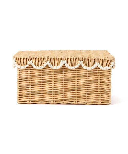 Francfranc(フランフラン)の「スカラップ 収納ボックス L 幅26×奥行33×高さ16cm ラタン風 収納(収納グッズ・レディース・ホワイト・FREE)」の3枚目の写真