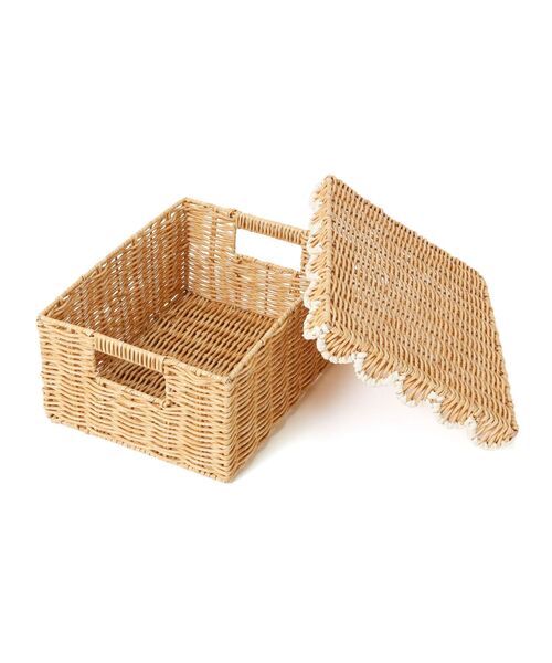 Francfranc(フランフラン)の「スカラップ 収納ボックス L 幅26×奥行33×高さ16cm ラタン風 収納(収納グッズ・レディース・ホワイト・FREE)」の6枚目の写真