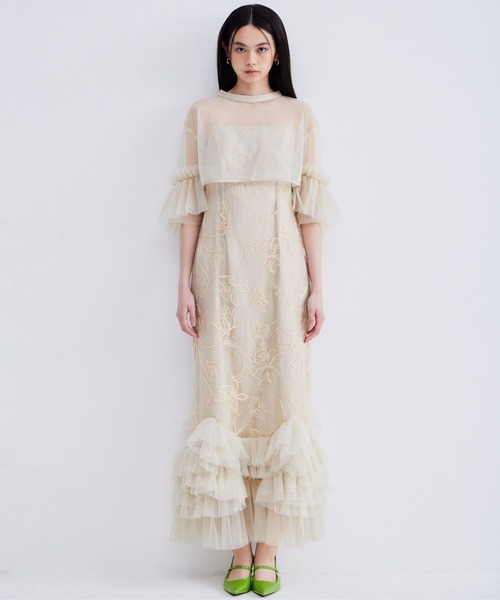 ANDRESD（アンドレスド）の「エンブロイダリーフリルセットドレス / embroidery frill set dress（ドレス・レディース・グレー/ベージュ/ブラウン/ブラック・L/M/S）」の16枚目の写真