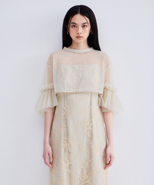 ANDRESD（アンドレスド）の「エンブロイダリーフリルセットドレス / embroidery frill set dress（ドレス・レディース・グレー/ベージュ/ブラウン/ブラック・L/M/S）」の19枚目の写真