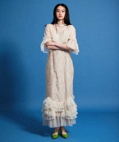 ANDRESD（アンドレスド）の「エンブロイダリーフリルセットドレス / embroidery frill set dress（ドレス・レディース・グレー/ベージュ/ブラウン/ブラック・L/M/S）」の22枚目の写真