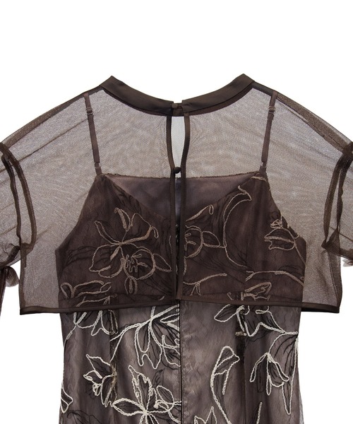 ANDRESD（アンドレスド）の「エンブロイダリーフリルセットドレス / embroidery frill set dress（ドレス・レディース・グレー/ベージュ/ブラウン/ブラック・L/M/S）」の5枚目の写真