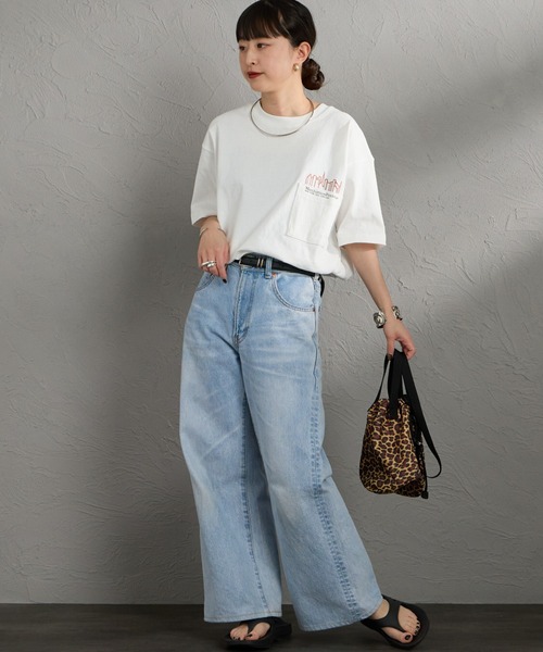 Manhattan Portage（マンハッタンポーテージ）の「[MANHATTAN PORTAGE/マンハッタンポーテージ] 別注 ポケット刺繍ロゴ バックプリントTシャツ（Tシャツ/カットソー・レディース・ネイビー/ブラック/ベージュ/ライトグレー/ホワイト・XL/L/M/S）」の6枚目の写真