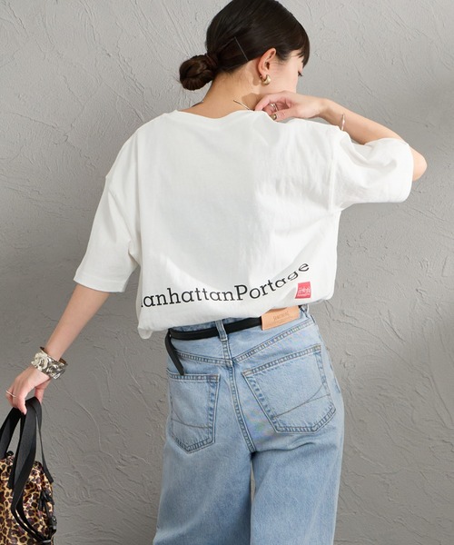 Manhattan Portage（マンハッタンポーテージ）の「[MANHATTAN PORTAGE/マンハッタンポーテージ] 別注 ポケット刺繍ロゴ バックプリントTシャツ（Tシャツ/カットソー・レディース・ネイビー/ブラック/ベージュ/ライトグレー/ホワイト・XL/L/M/S）」の13枚目の写真