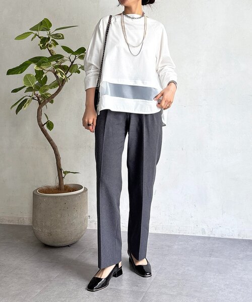 un dix cors（アンディコール）の「シアーラインシルケットプルオーバー（Tシャツ/カットソー・レディース・ブラック/オフホワイト/ホワイト・FREE）」の11枚目の写真