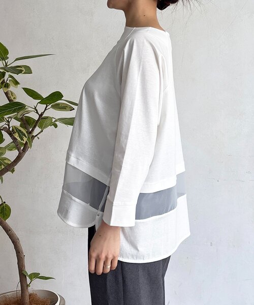 un dix cors（アンディコール）の「シアーラインシルケットプルオーバー（Tシャツ/カットソー・レディース・ブラック/オフホワイト/ホワイト・FREE）」の16枚目の写真