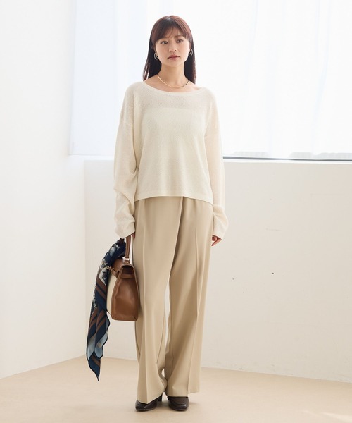 Andemiu(アンデミュウ)の「ラップ風ボタンパンツ653032(スラックス・レディース・ベージュ/ネイビー・SMALL/MEDIUM)」の3枚目の写真