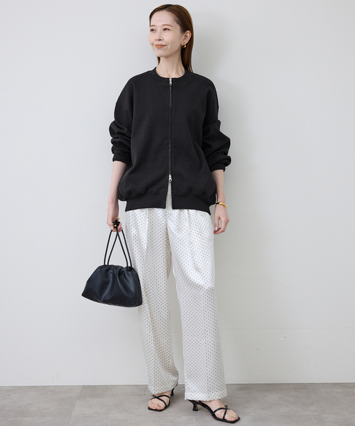 SLOBE IENA(スローブイエナ)の「《WEB限定/追加》ダブルZIPクルーネックカーディガン(カーディガン/ボレロ・レディース・ブラック/グリーン・FREE)」の3枚目の写真