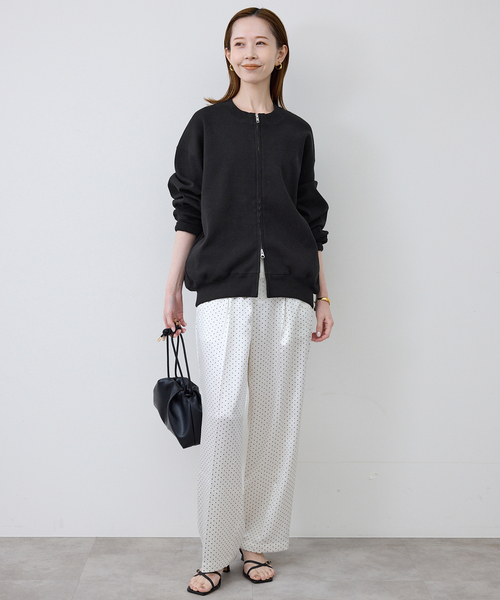 SLOBE IENA(スローブイエナ)の「《WEB限定/追加》ダブルZIPクルーネックカーディガン(カーディガン/ボレロ・レディース・ブラック/グリーン・FREE)」の4枚目の写真