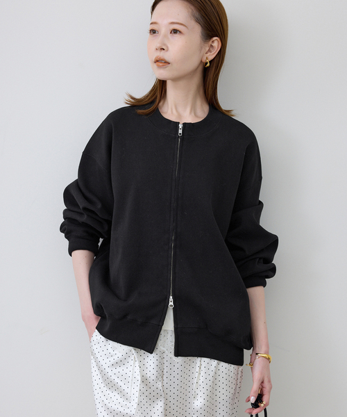 SLOBE IENA(スローブイエナ)の「《WEB限定/追加》ダブルZIPクルーネックカーディガン(カーディガン/ボレロ・レディース・ブラック/グリーン・FREE)」の7枚目の写真
