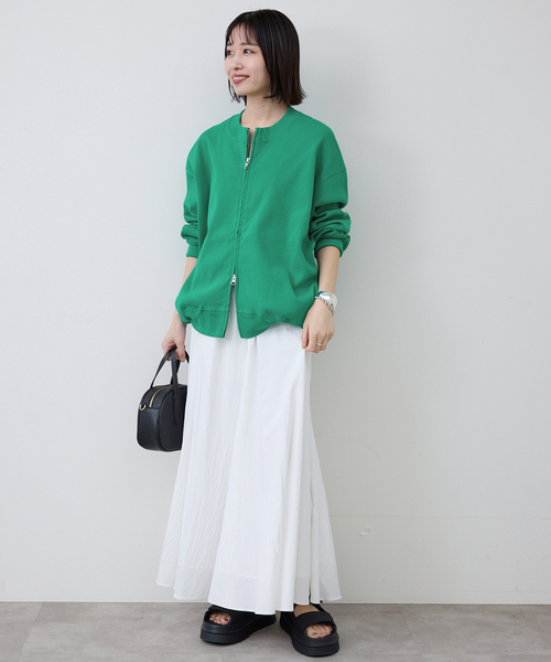 SLOBE IENA(スローブイエナ)の「《WEB限定/追加》ダブルZIPクルーネックカーディガン(カーディガン/ボレロ・レディース・ブラック/グリーン・FREE)」の10枚目の写真