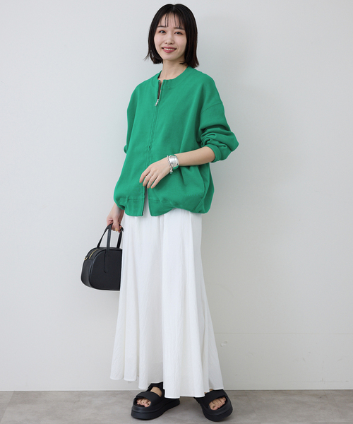 SLOBE IENA(スローブイエナ)の「《WEB限定/追加》ダブルZIPクルーネックカーディガン(カーディガン/ボレロ・レディース・ブラック/グリーン・FREE)」の11枚目の写真