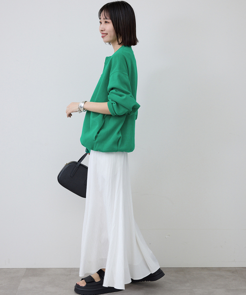SLOBE IENA(スローブイエナ)の「《WEB限定/追加》ダブルZIPクルーネックカーディガン(カーディガン/ボレロ・レディース・ブラック/グリーン・FREE)」の12枚目の写真
