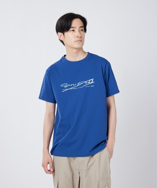 Snow Peak(スノーピーク)の「Snow Peak / SP Typography Dry T-Shirt タイポグラフィ ドライTシャツ(Tシャツ/カットソー・メンズ・オフホワイト/ブルー/ブラック・S/M/L/XL)」の1枚目の写真