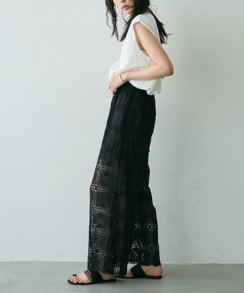 Trish（トリッシュ）の「スクエアレースイージーパンツ（その他パンツ・レディース・ホワイト/ブラック・FREE）」の6枚目の写真