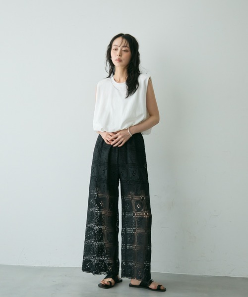 Trish（トリッシュ）の「スクエアレースイージーパンツ（その他パンツ・レディース・ホワイト/ブラック・FREE）」の7枚目の写真