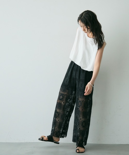 Trish（トリッシュ）の「スクエアレースイージーパンツ（その他パンツ・レディース・ホワイト/ブラック・FREE）」の10枚目の写真