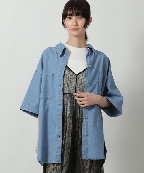 LAKOLE(ラコレ)の「冷感デニムシャツハーフスリーブ / 643709(シャツ/ブラウス・レディース・ブラック/ライトインディゴブルー/インディゴブルー・FREE)」の19枚目の写真