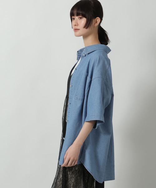LAKOLE(ラコレ)の「冷感デニムシャツハーフスリーブ / 643709(シャツ/ブラウス・レディース・ブラック/ライトインディゴブルー/インディゴブルー・FREE)」の20枚目の写真