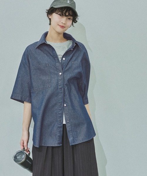 LAKOLE(ラコレ)の「冷感デニムシャツハーフスリーブ / 643709(シャツ/ブラウス・レディース・ブラック/ライトインディゴブルー/インディゴブルー・FREE)」の13枚目の写真