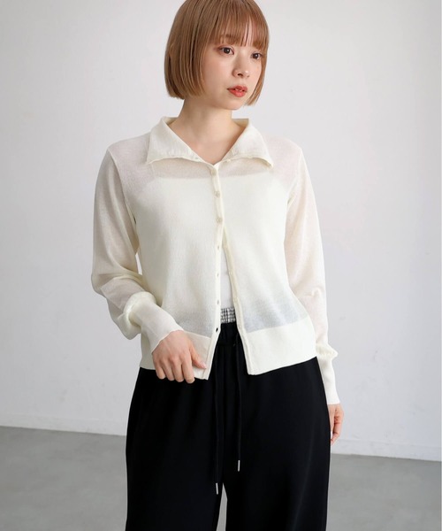 tiptop(ティップトップ)の「シアーチャーム付きカーディガン(カーディガン/ボレロ・レディース・ブラック/アイボリー/オレンジ/レッド・FREE)」の5枚目の写真