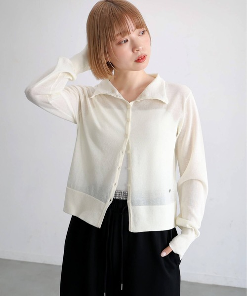 tiptop(ティップトップ)の「シアーチャーム付きカーディガン(カーディガン/ボレロ・レディース・ブラック/アイボリー/オレンジ/レッド・FREE)」の6枚目の写真