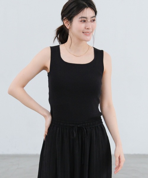 LAKOLE(ラコレ)の「14ゲージ総針スクエアタンク / 659887(タンクトップ・レディース・ホワイト/ブラウン/ライトグリーン/イエロー/ブラック/オフホワイト・FREE)」の21枚目の写真