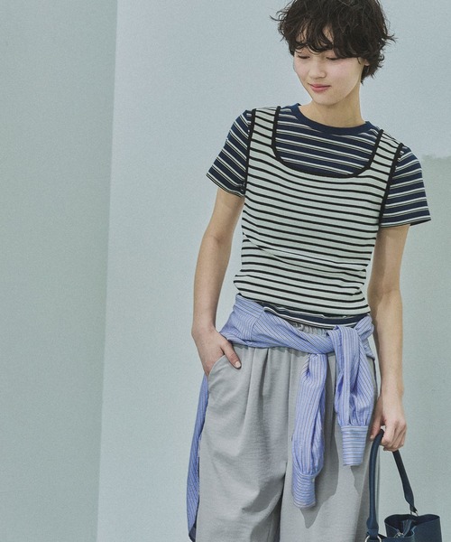 LAKOLE(ラコレ)の「14ゲージ総針スクエアタンク / 659887(タンクトップ・レディース・ホワイト/ブラウン/ライトグリーン/イエロー/ブラック/オフホワイト・FREE)」の7枚目の写真