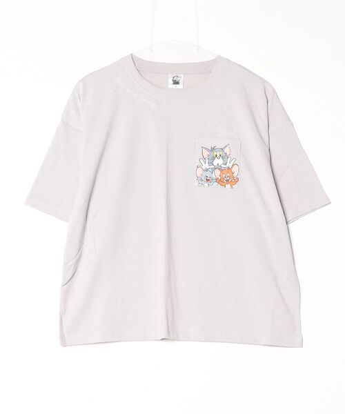Tom&Jerry(トムアンドジェリー)の「【TOM & JERRY/トムとジェリー】キャラクタープリント・刺繍 ポケ付き半袖Tシャツ(WIDEシルエット)(Tシャツ/カットソー・レディース・サックスブルー/ネイビー/シャーベット/ライトグレー・LARGE/MEDIUM)」の9枚目の写真