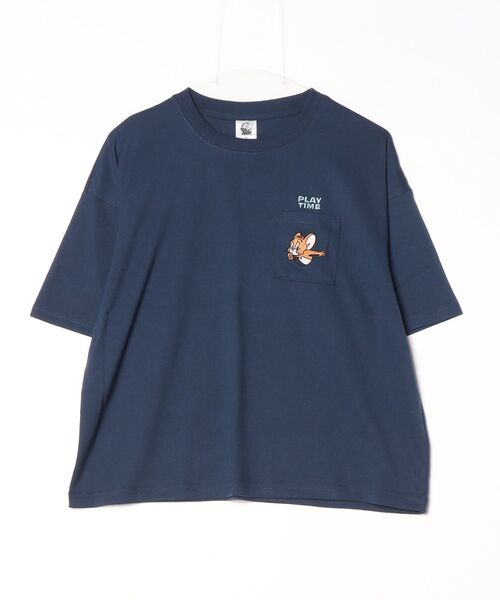 Tom&Jerry(トムアンドジェリー)の「【TOM & JERRY/トムとジェリー】キャラクタープリント・刺繍 ポケ付き半袖Tシャツ(WIDEシルエット)(Tシャツ/カットソー・レディース・サックスブルー/ネイビー/シャーベット/ライトグレー・LARGE/MEDIUM)」の13枚目の写真