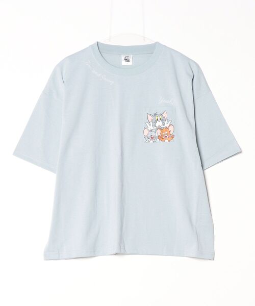 Tom&Jerry(トムアンドジェリー)の「【TOM & JERRY/トムとジェリー】キャラクタープリント・刺繍 ポケ付き半袖Tシャツ(WIDEシルエット)(Tシャツ/カットソー・レディース・サックスブルー/ネイビー/シャーベット/ライトグレー・LARGE/MEDIUM)」の15枚目の写真