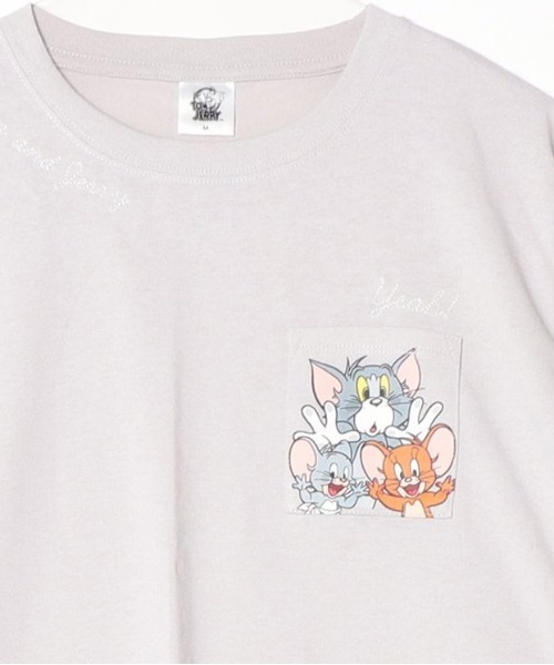 Tom&Jerry(トムアンドジェリー)の「【TOM & JERRY/トムとジェリー】キャラクタープリント・刺繍 ポケ付き半袖Tシャツ(WIDEシルエット)(Tシャツ/カットソー・レディース・サックスブルー/ネイビー/シャーベット/ライトグレー・LARGE/MEDIUM)」の10枚目の写真