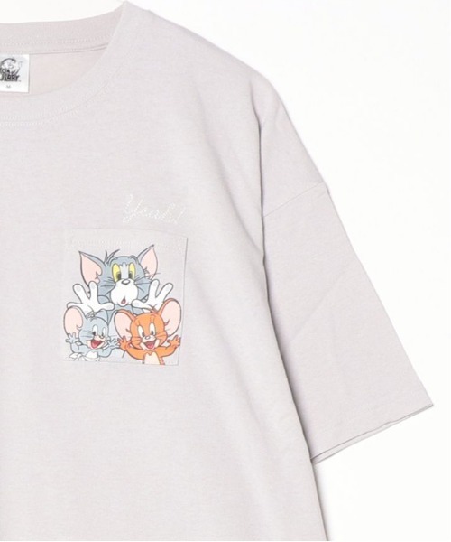 Tom&Jerry(トムアンドジェリー)の「【TOM & JERRY/トムとジェリー】キャラクタープリント・刺繍 ポケ付き半袖Tシャツ(WIDEシルエット)(Tシャツ/カットソー・レディース・サックスブルー/ネイビー/シャーベット/ライトグレー・LARGE/MEDIUM)」の11枚目の写真