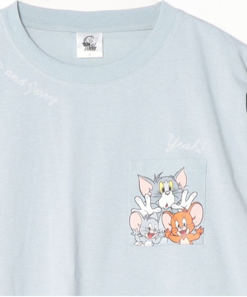 Tom&Jerry(トムアンドジェリー)の「【TOM & JERRY/トムとジェリー】キャラクタープリント・刺繍 ポケ付き半袖Tシャツ(WIDEシルエット)(Tシャツ/カットソー・レディース・サックスブルー/ネイビー/シャーベット/ライトグレー・LARGE/MEDIUM)」の16枚目の写真