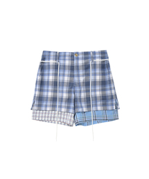 AJOBYAJO（アジョバイアジョ）の「Check Mixed Shorts [Sky Blue]（その他パンツ）」