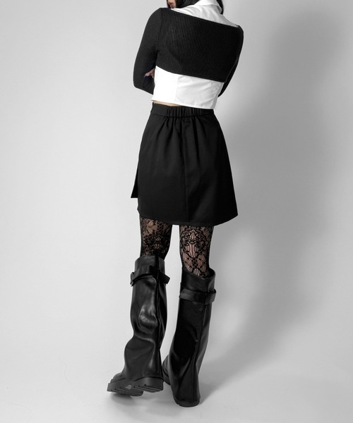 LVEU.（ラブユ.）の「【LVEU.】ホックデザインレイヤードトップス / トップス カーディガン 羽織 シアー ニット チャイナ ショート レイヤード モード（カーディガン/ボレロ・レディース・ネイビー/ブラック・FREE）」の14枚目の写真