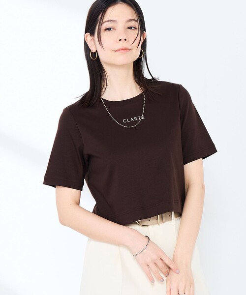 NOLLEY’S Sophi（ノーリーズソフィ）の「《手洗い可能》W&Wショート丈ロゴTシャツ（Tシャツ/カットソー・レディース・ベージュ系その他/ホワイト系その他3/ホワイト系その他2・38）」の3枚目の写真