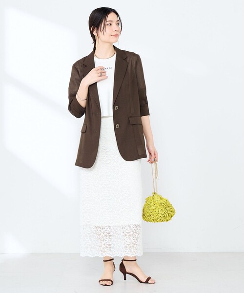 NOLLEY’S Sophi（ノーリーズソフィ）の「《手洗い可能》W&Wショート丈ロゴTシャツ（Tシャツ/カットソー・レディース・ベージュ系その他/ホワイト系その他3/ホワイト系その他2・38）」の7枚目の写真