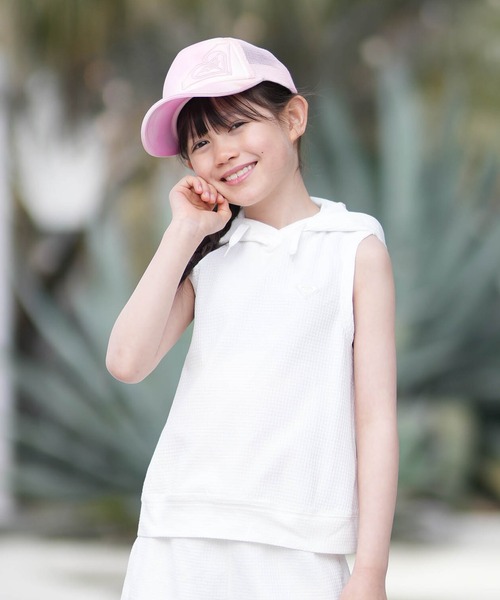 ROXY(ロキシー)の「ROXY/ロキシー キッズ ノースリーブ パーカー ワンポイント ロゴ TLY261654M(パーカー・キッズ・グレー/ホワイト・130cm/150cm/140cm)」の1枚目の写真