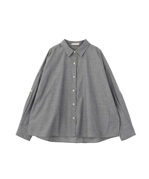 Green　Parks（グリーンパークス）の「綿麻混シャツ（シャツ/ブラウス・レディース・サックスブルー/レッド/オフホワイト/グレー・FREE）」の6枚目の写真