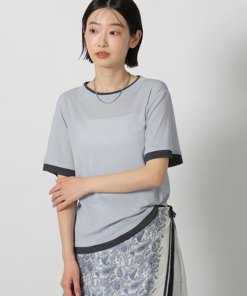LAKOLE(ラコレ)の「シアーレイヤード半袖T / 637540(Tシャツ/カットソー・レディース・ライトブルー/ブラック/オフホワイト/チャコール・FREE)」の4枚目の写真