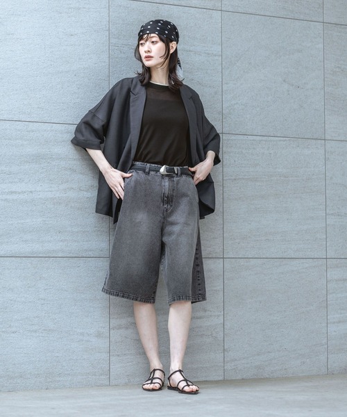 LAKOLE(ラコレ)の「シアーレイヤード半袖T / 637540(Tシャツ/カットソー・レディース・ライトブルー/ブラック/オフホワイト/チャコール・FREE)」の5枚目の写真