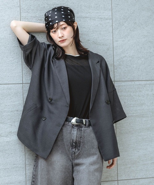 LAKOLE(ラコレ)の「シアーレイヤード半袖T / 637540(Tシャツ/カットソー・レディース・ライトブルー/ブラック/オフホワイト/チャコール・FREE)」の7枚目の写真