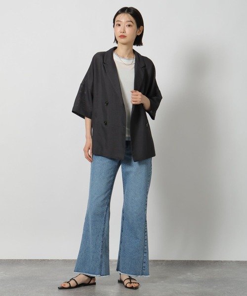LAKOLE(ラコレ)の「シアーレイヤード半袖T / 637540(Tシャツ/カットソー・レディース・ライトブルー/ブラック/オフホワイト/チャコール・FREE)」の8枚目の写真