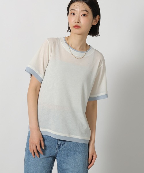 LAKOLE(ラコレ)の「シアーレイヤード半袖T / 637540(Tシャツ/カットソー・レディース・ライトブルー/ブラック/オフホワイト/チャコール・FREE)」の9枚目の写真
