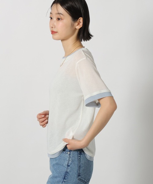 LAKOLE(ラコレ)の「シアーレイヤード半袖T / 637540(Tシャツ/カットソー・レディース・ライトブルー/ブラック/オフホワイト/チャコール・FREE)」の10枚目の写真