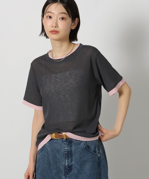 LAKOLE(ラコレ)の「シアーレイヤード半袖T / 637540(Tシャツ/カットソー・レディース・ライトブルー/ブラック/オフホワイト/チャコール・FREE)」の13枚目の写真
