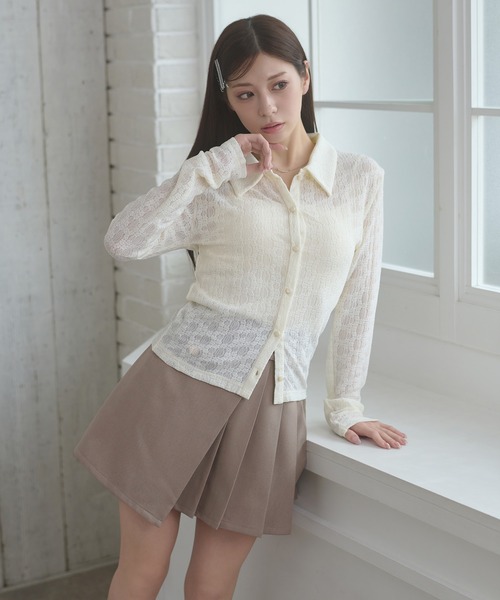 Ambre Neige（アンブルネージュ）の「lace sheer shirt / レースシアーシャツ（シャツ/ブラウス・レディース・ピンク/サックスブルー/アイボリー・FREE）」の11枚目の写真